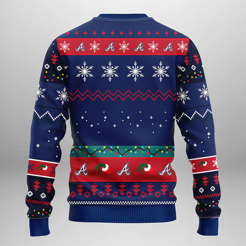 Atlanta Braves Grinch Ugly Christmas Sweater, Grinch Xmas Sweater Moonbestprint