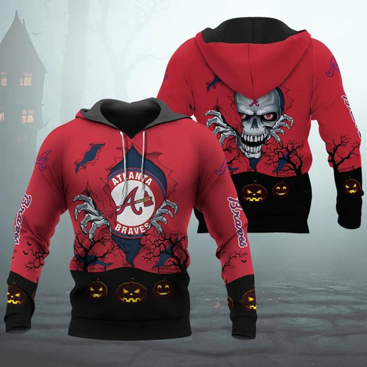 Atlanta Braves Halloween 3D Apparel, MLB Hoodie Moonbestprint