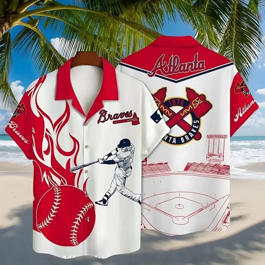 Atlanta Braves Home Run Heat Hawaiian Shirt, Gift for Fan, MLB Hawaiian Shirt Moonbestprint