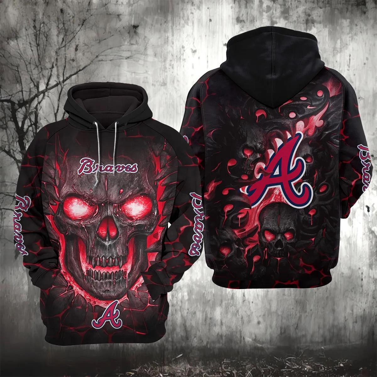 Atlanta Braves Lava Skull 3D Hoodie, MLB Hoodie Moonbestprint