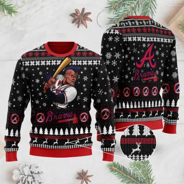 Atlanta Braves Mascot Ugly Christmas Sweater, MLB Christmas Sweater Moonbestprint