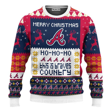 Atlanta Braves Merry Christmas Hohoho Ugly Christmas Sweater, MLB Christmas Sweater Moonbestprint