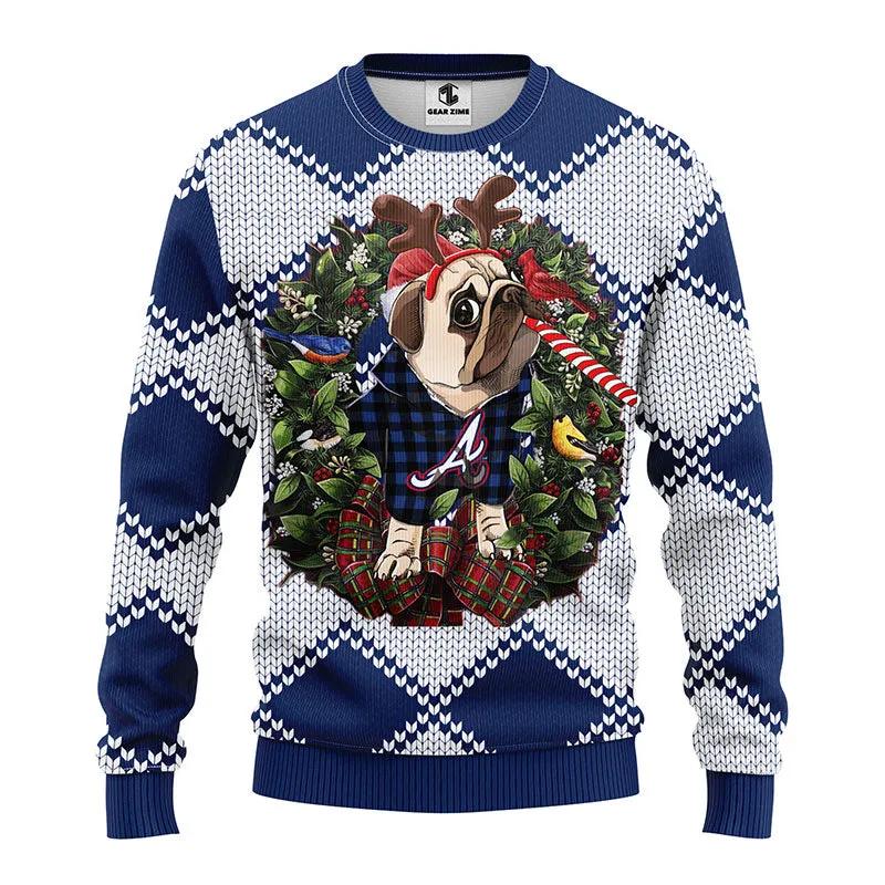 Atlanta Braves Pub Dog Ugly Christmas Sweater, MLB Christmas Sweater Moonbestprint
