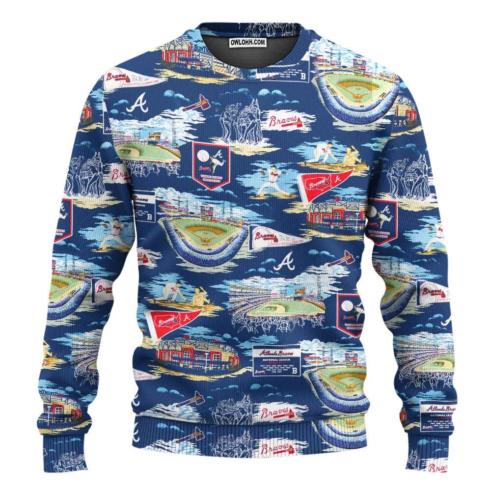 Atlanta Braves Scenic Ugly Christmas Sweater, MLB Christmas Sweater Moonbestprint