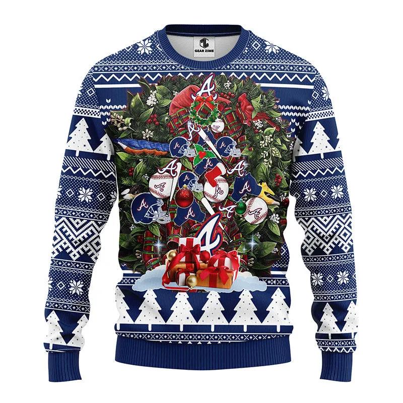 Atlanta Braves Tree Christmas Ugly Christmas Sweater, MLB Christmas Sweater Moonbestprint