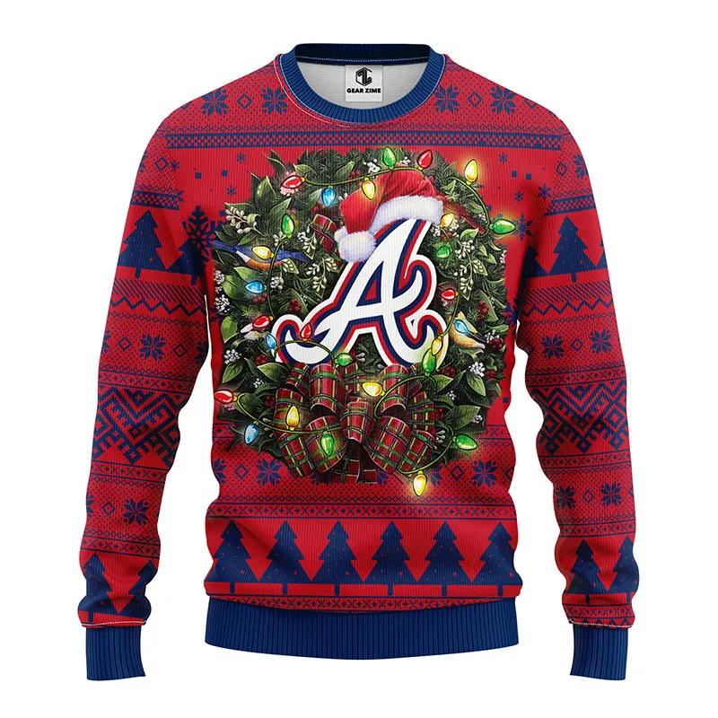 Atlanta Braves Santa Hat Ugly Christmas Sweater, MLB Christmas Sweater Moonbestprint