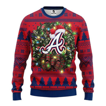 Atlanta Braves Santa Hat Ugly Christmas Sweater, MLB Christmas Sweater Moonbestprint