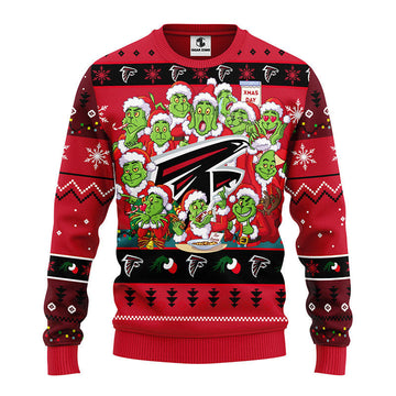 Atlanta Falcons 12 Grinch Xmas Day Ugly Christmas Sweater, Grinch Xmas Sweater Moonbestprint