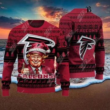 Atlanta Falcons Christmas Donald Trump Ugly Christmas Sweater, NFL Chritsmas Sweater Moonbestprint