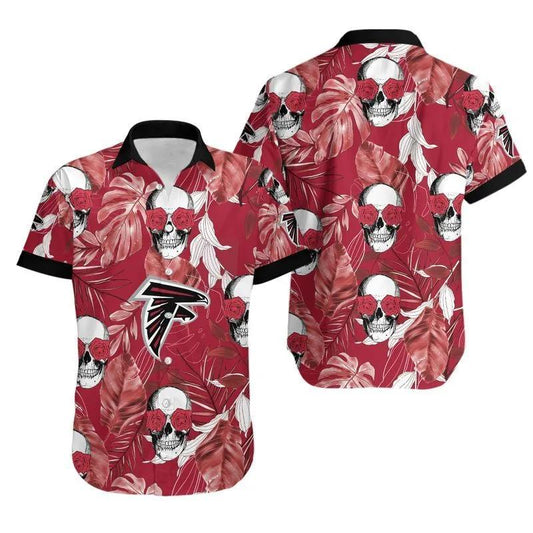 Atlanta Falcons Coconut Leaves And Skulls Hawaii Shirt Summer Collection, NFL Hawaiian Shirt Moonbestprint