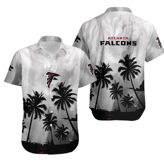 Atlanta Falcons Coconut Trees Nfl Gift For Fan Hawaiian Graphic Print Short Sleeve Hawaiian Shirt, NFL Hawaiian Shirt Moonbestprint