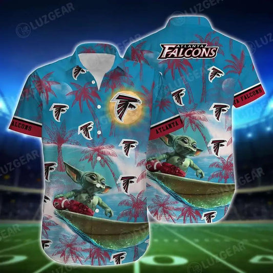 Atlanta Falcons Footbal Nfl Baby Yoda Hawaiian Shirt Style Hot Trends Summer Gift For Men Women, NFL Hawaiian Shirt Moonbestprint