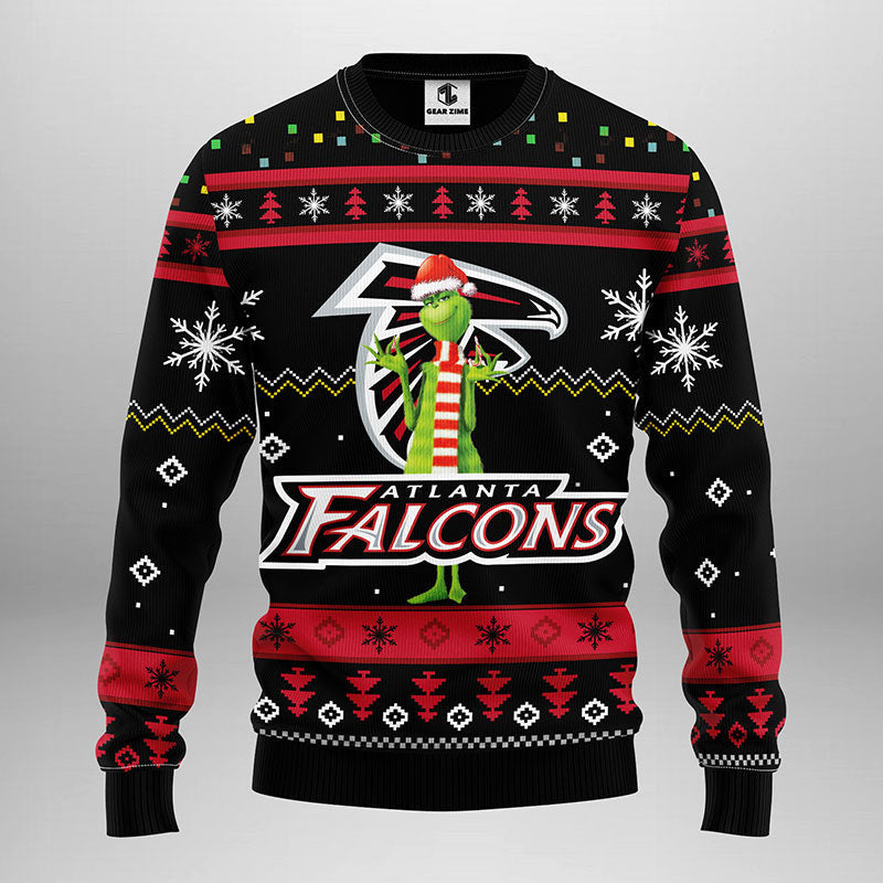Atlanta Falcons Funny Grinch Ugly Christmas Sweater, Grinch Xmas Sweater Moonbestprint