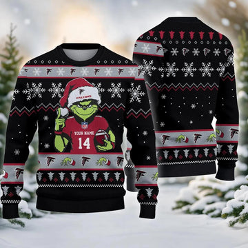 Atlanta Falcons Grinch Custom Ugly Chrismas Sweater, NFL Christmas Sweater Moonbestprint