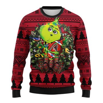 Atlanta Falcons Grinch Hug Ugly Christmas Sweater, Grinch Xmas Sweater Moonbestprint