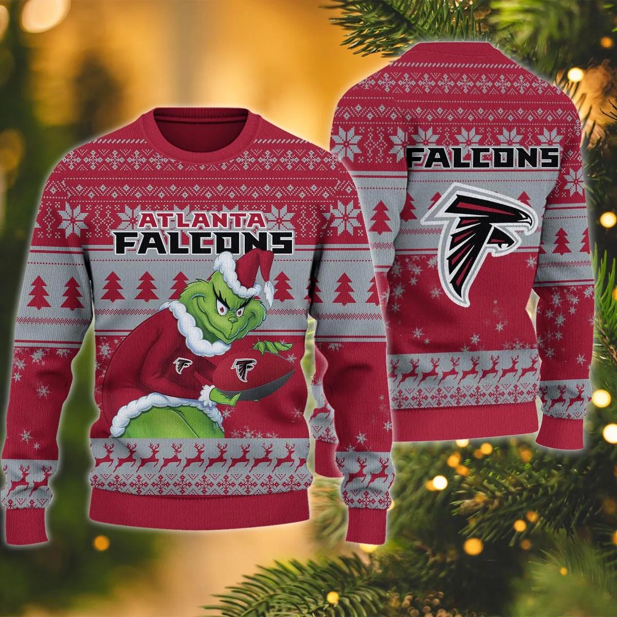 Atlanta Falcons Grinch Stolen Ugly Christmas Sweater, NFL Christmas Sweater Moonbestprint