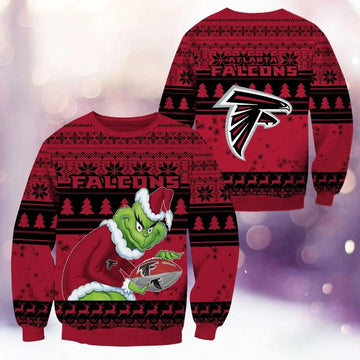 Atlanta Falcons Grinch Stolen Ugly Christmas Sweater, NFL Christmas Sweater Moonbestprint