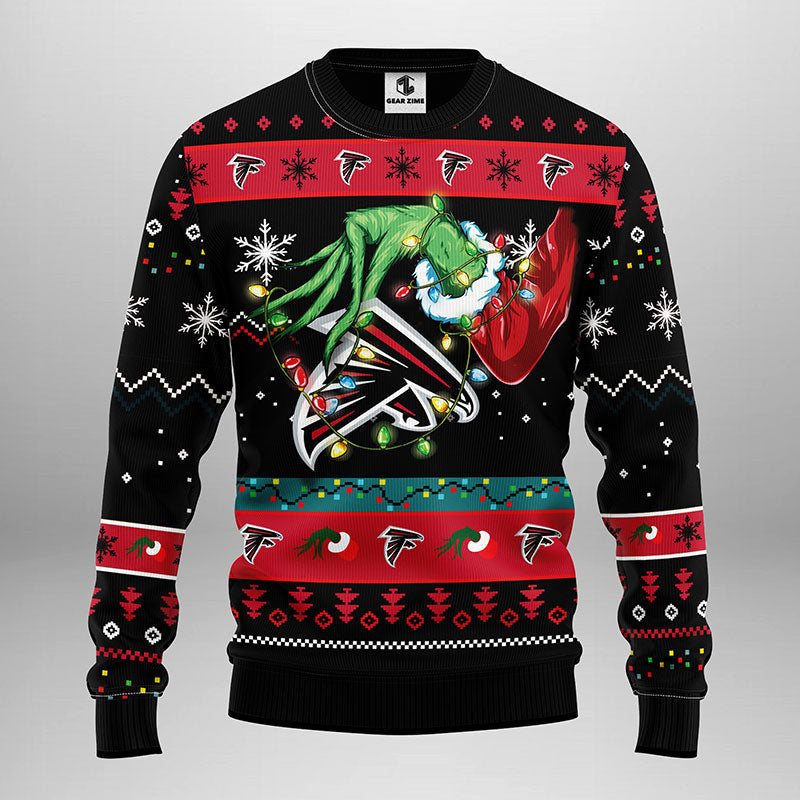 Atlanta Falcons Grinch Ugly Christmas Sweater, Grinch Xmas Sweater Moonbestprint
