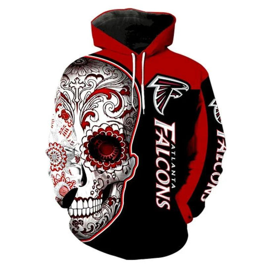Atlanta Falcons Logo Sugar Skull 3D Hoodie, NFL Hoodie Moonbestprint
