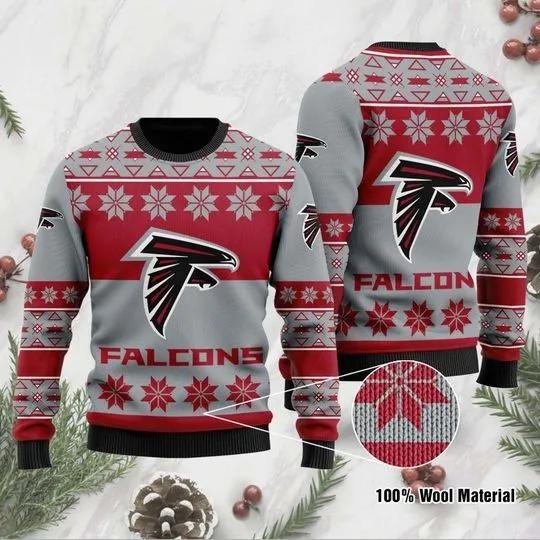 Atlanta Falcons Logo Ugly Christmas Sweater, NFL Christmas Sweater Moonbestprint