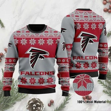 Atlanta Falcons Logo Ugly Christmas Sweater, NFL Christmas Sweater Moonbestprint