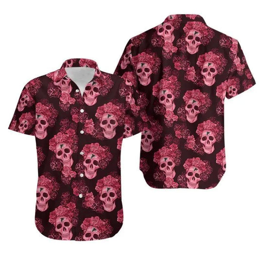 Atlanta Falcons Mystery Skull And Flower Hawaii Shirt Summer Collection, NFL Hawaiian Shirt Moonbestprint