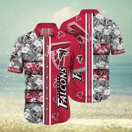 Atlanta Falcons NFL Flower Pattern Aloha Summer Vacation Gift Hawaiian Shirt, NFL Hawaiian Shirt Moonbestprint
