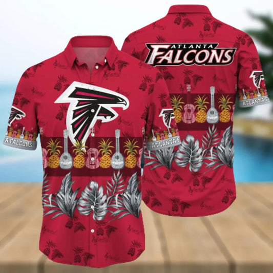 Atlanta Falcons NFL Guitar Summer Pattern Hawaiian Shirt, NFL Hawaiian Shirt Moonbestprint