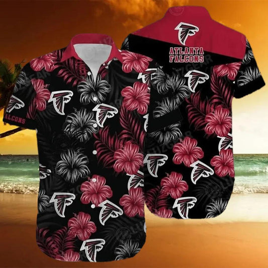 Atlanta Falcons NFL Hibiscus Flowers Summer Beach Hawaiian Shirt, NFL Hawaiian Shirt Moonbestprint
