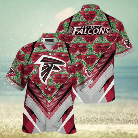 Atlanta Falcons NFL Mountains And Trees Pattern Beach Hawaiian Shirt, NFL Hawaiian Shirt Moonbestprint