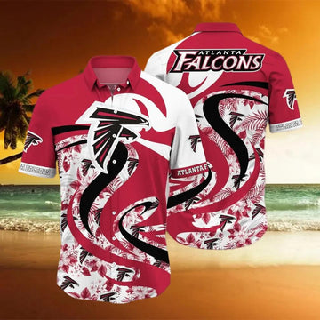 Atlanta Falcons NFL Tropical Flower Summer Aloha Beach Gift For Him Hawaiian Shirt, NFL Hawaiian Shirt Moonbestprint