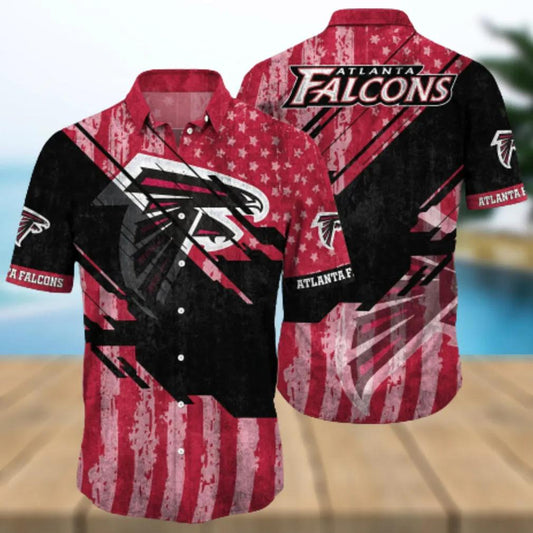 Atlanta Falcons NFL US Flag Summer Pattern Hawaiian Shirt, NFL Hawaiian Shirt Moonbestprint