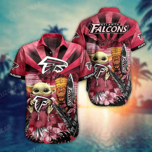 Atlanta Falcons Nfl Baby Yoda Hawaiian Shirt Style Summer Trending For Men Women, NFL Hawaiian Shirt Moonbestprint