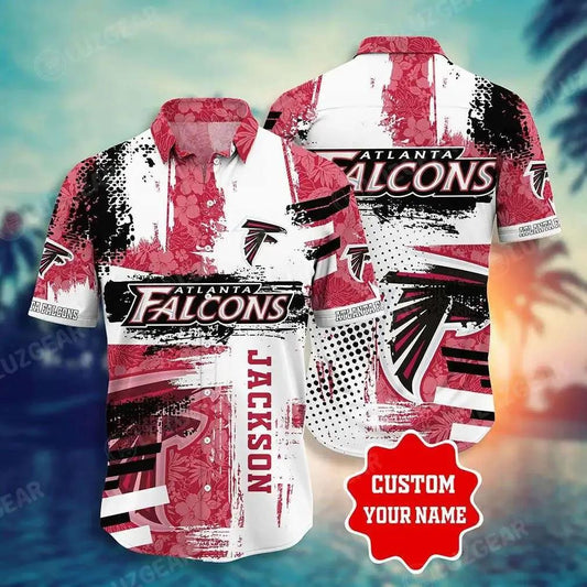 Atlanta Falcons Nfl Customized Hawaiian Shirt Floral Tropical Pattern This Trends Summer For Sports, NFL Hawaiian Shirt Moonbestprint
