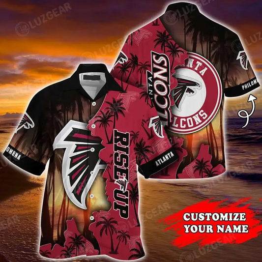 Atlanta Falcons Nfl Customized Hawaiian Shirt Short Style Hot Trending Summer For Awesome Fans, NFL Hawaiian Shirt Moonbestprint