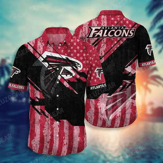 Atlanta Falcons Nfl Football Hawaiian Shirt American Flag Print This Summer Best Gift For Fans, NFL Hawaiian Shirt Moonbestprint