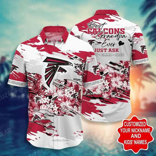 Atlanta Falcons Nfl Football Hawaiian Shirt Personalized – Custom Your Nick Name And Child’S Name, NFL Hawaiian Shirt Moonbestprint