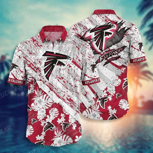 Atlanta Falcons Nfl Hawaiian Floral Print American Flag Beach Shirt Short Style Hot Trending Summer, NFL Hawaiian Shirt Moonbestprint