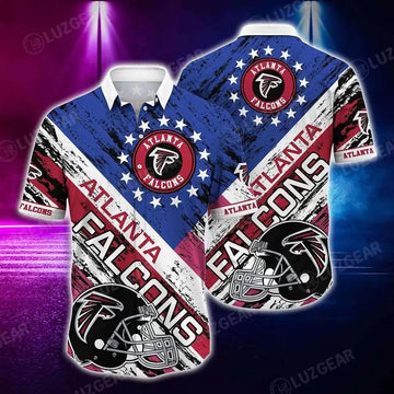 Atlanta Falcons Nfl Hawaiian Shirt Graphic American Flag 3D Printed Short Shirt Best Gift For Fans, NFL Hawaiian Shirt Moonbestprint