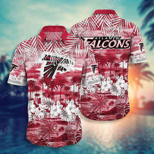 Atlanta Falcons Nfl Hawaiian Shirt Short Style Tropical Patterns Graphic Hot Trending Summer For Awesome Fans, NFL Hawaiian Shirt Moonbestprint