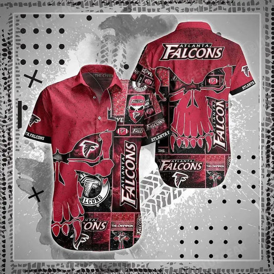 Atlanta Falcons Nfl Hawaiian Shirt Skull Printed 3D New Trend Summer For Best Fans, NFL Hawaiian Shirt Moonbestprint