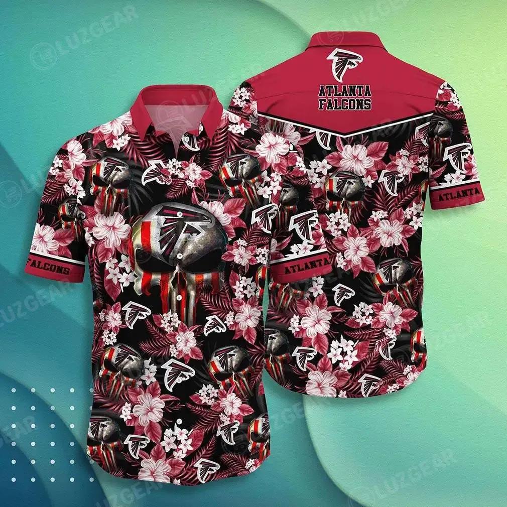 Atlanta Falcons Nfl Hawaiian Shirt Skull Punisher Printed 3D New Trend Summer For Your Loved Ones, NFL Hawaiian Shirt Moonbestprint