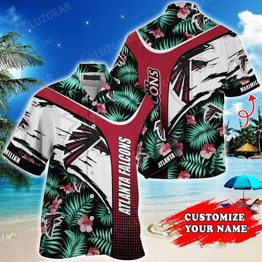 Atlanta Falcons Nfl Personalized Hawaiian Shirt Floral Graphic Tropical Patterns Trends Summer Gift For Nfl Football Fans, NFL Hawaiian Shirt Moonbestprint