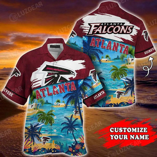 Atlanta Falcons Nfl Personalized Hawaiian Shirt Tropical Patterns Graphic Trends Summer Gift For Fan Nfl, NFL Hawaiian Shirt Moonbestprint