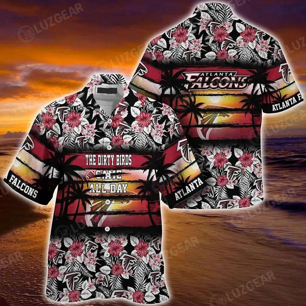 Atlanta Falcons Nfl Summer Hawaiian Shirt Floral Pattern Graphic For Sports, NFL Hawaiian Shirt Moonbestprint