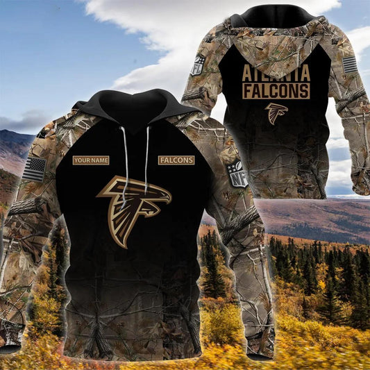 Atlanta Falcons Personalized Hunting Camo 3D Hoodie, NFL Hoodie Moonbestprint