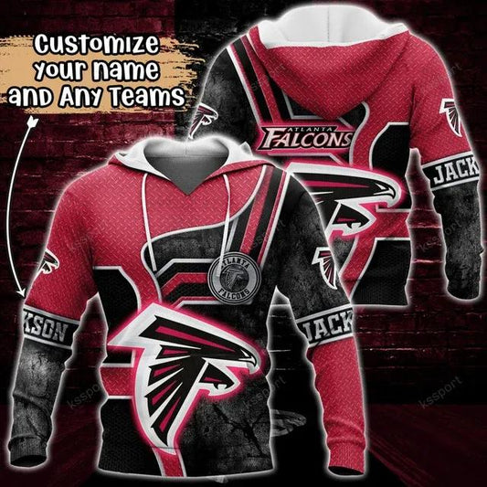 Atlanta Falcons Personalized NFL 3D Hoodie, NFL Hoodie Moonbestprint