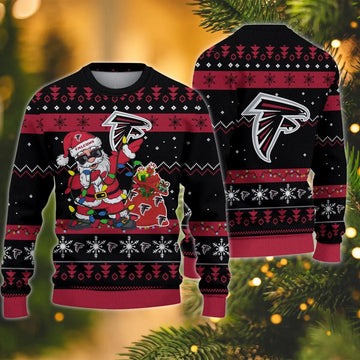 Atlanta Falcons Santa Claus Dabbing Ugly Christmas Sweater, NFL Christmas Sweater Moonbestprint