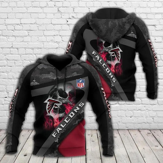 Atlanta Falcons Skull 3D Hoodie, NFL Hoodie Moonbestprint