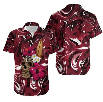 Atlanta Falcons Skull And Hibiscus Flower Nfl Gift For Fan Hawaii Shirt Summer Collection, NFL Hawaiian Shirt Moonbestprint